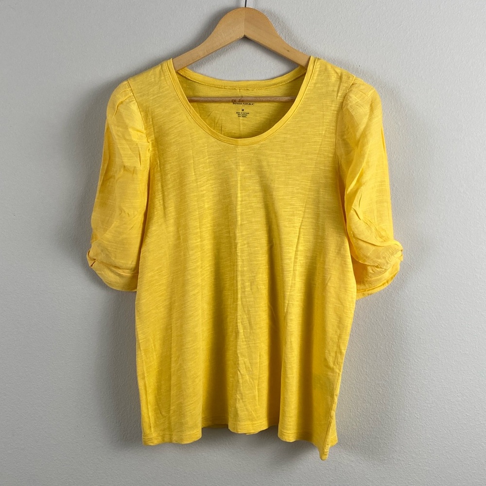 Banana Republic Factory Malibu Puff Short Sleeve Tee | Slub Textured | Yellow